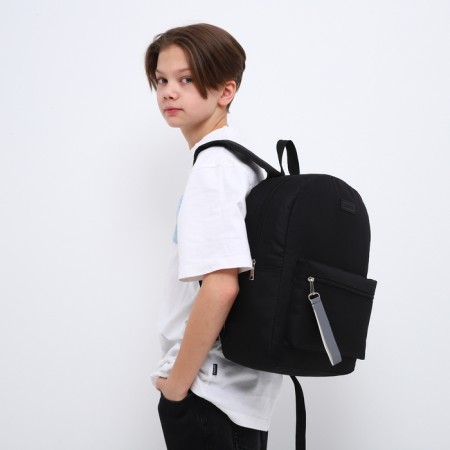 School textile school with a reflective sling, 38x29x11 cm, black-9