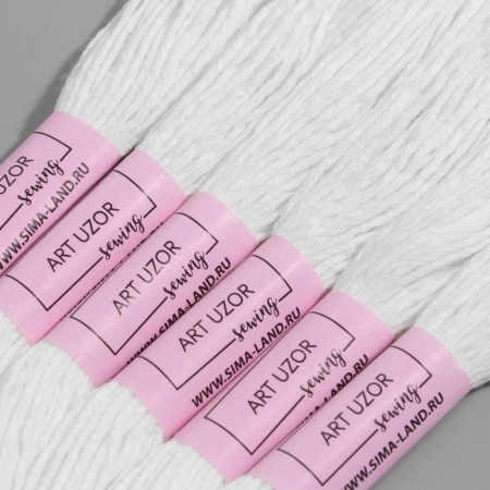 Muline threads, cotton, 8 ± 1 m, white Blanc color-2