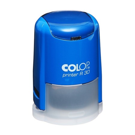 Equipment for round printing automatic Colop Printer R30, diameter 30 mm, with a lid, blue body-7