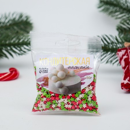 Confectionery Sprinking "Stars": red, white, green, 50 g-4