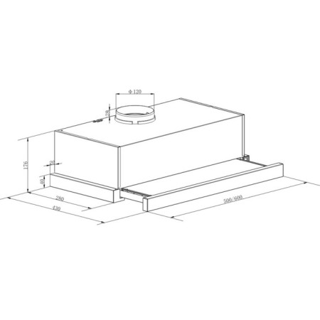 Lex Hubble 2m 600, built -in, 1000 m3/h, 2 speeds, 60 cm, silver-3