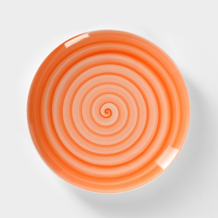 Porcelain plate Infinity, d = 24 cm, orange color