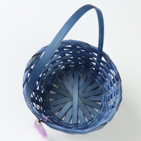 Wicker basket, d19 x 9 x 32 cm, blue, bamboo-3