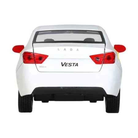 Metal machine "Lada Vesta Yandex Taxi" 1:24, doors, baggage, voiced, white color open-6