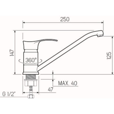 Kitchen mixer RMS SL86-004FBS-25, single-leaf, pour 23 cm, on spilkke, chrome-4