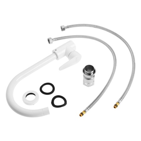 Kitchen mixer Zein Z2504, single -leaf, 40 mm cartridge, stainless steel, white-5