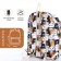 School backpack of textiles on a zipper, 3 pockets, pencil case, white/brown color