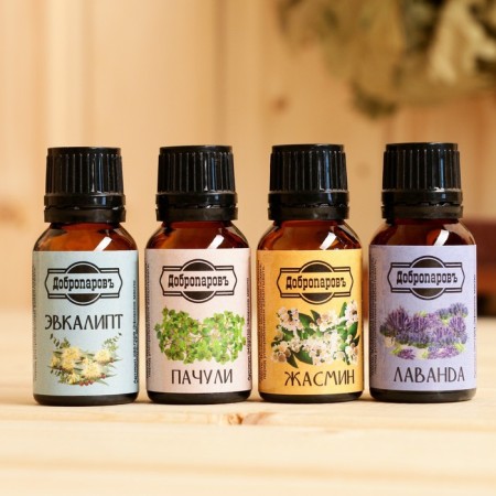 A set of essential oils 4 pcs jasmine, patchouli, lavender, eucalyptus, 17 ml, "Dobroparov"-1