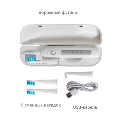 Pioneer TB-1012 electric toothbrush, children, 5 interchangeable nozzles, white-1