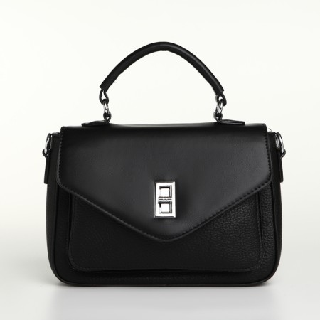 Women's bag on the Textura valve, small size, black color