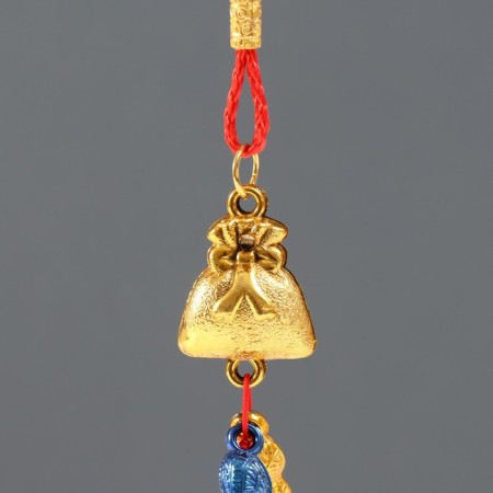 Plastic suspension, textiles "Golden Cash bag with peanuts" 25 cm-1