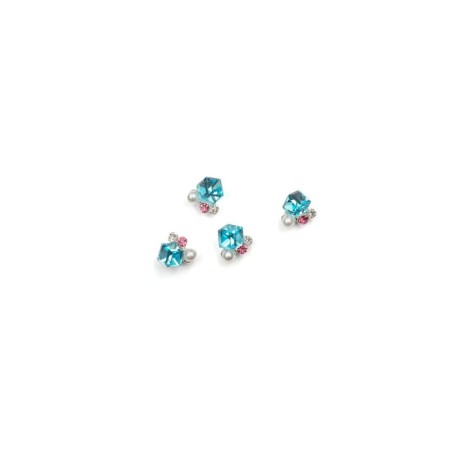 Metal fittings Pole "Blue cube with pearls", 4 pcs