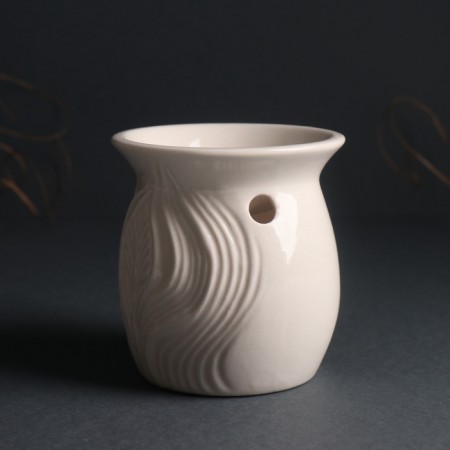 Aroma lamp ceramics "Foliage" White 8.9x8.9x9.3 cm-2