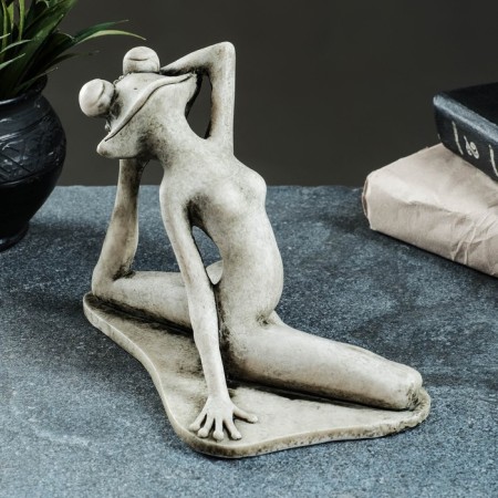 Figure "Frog Yogi on Twine" 16x21x11sm, Gray Stone