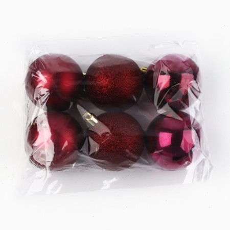 Christmas balls New Year, for the New Year, d = 6 cm, 6 pcs., Wine color-2