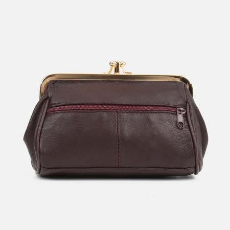 Cosmetic bag, 3 departments, outer pocket, burgundy color-1