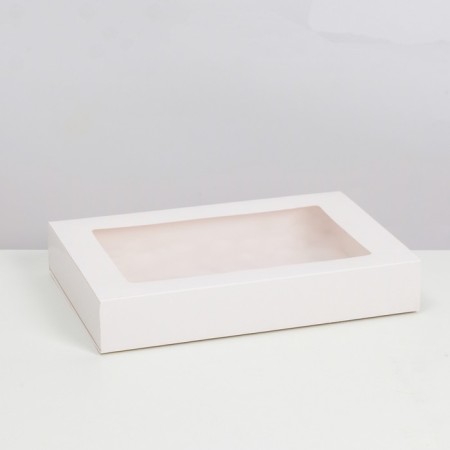 Box fold, pencil case, with a window, white, 30 x 20 x 5 cm