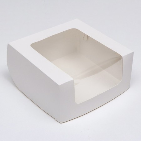 Confectionery packaging with a window, white, 23.5 x 23.5 x 11.5 cm
