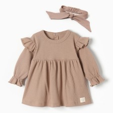 Платье и повязка Крошка, Я BASIC LINE, рост 62-68 см, коричневый