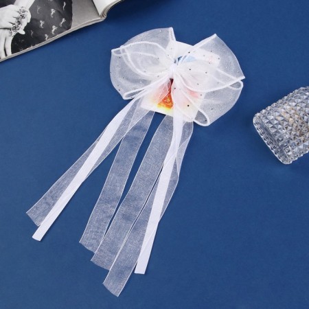 Hair clip "Schoolgirl" Bow 15x25 cm, white Strazik