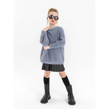 Свитер для девочки Amarobaby Knit Soft, рост 128 см, цвет серый-1