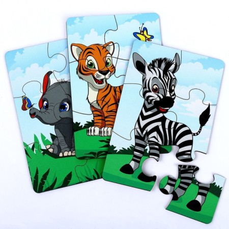 Set of puzzles "Forest Beasts", 3 puzzles, 6 parts