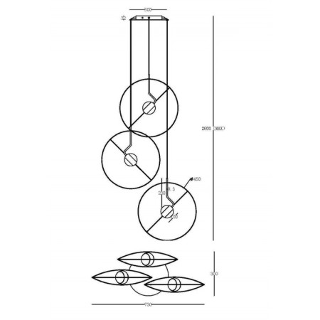 Suspended lamp Maytoni Mod154PL-L6W3K1, 6XLED, 39W, 73x30x280 cm, 2300lm, white color-1