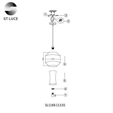 STL LUCE Sus. SL1169.113.01. Marmo. 1x40 W, E27, 24x24x20 cm, black color-9