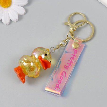 A keychain plastic with a carbine, a strap "Diplon with sparkles" 3.3x3.7x5 cm-2