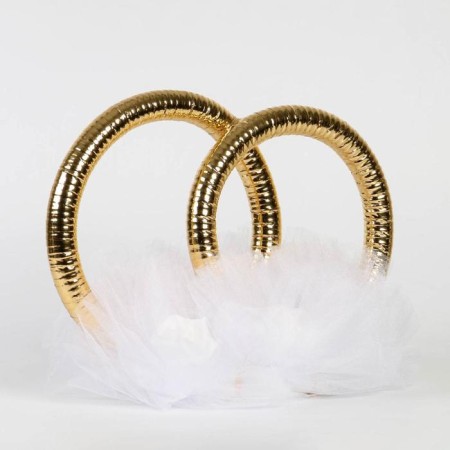 Rings with tulle and latex flower, white-2
