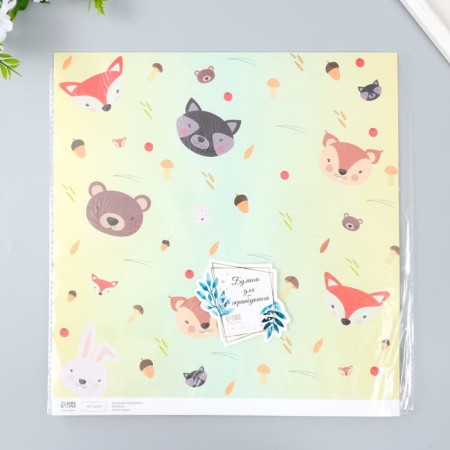 Scrapbooking paper "Forest animals" density 180 g 30.5x32 cm-4