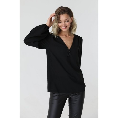 Women's blouse with a deep neckline, size 44-3