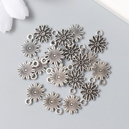 Decor for creativity Metal "Little Chamomile" silver 1x1.3 cm-2