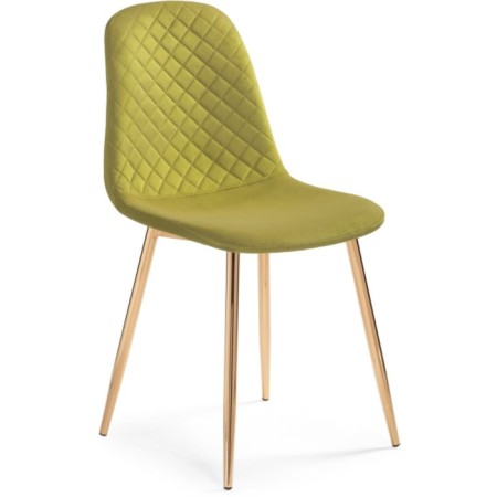 Stol on a metal frame DABL Metal/velor, gold/green 45x51x86 cm