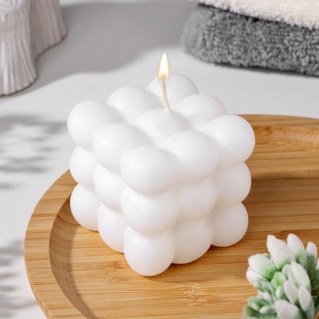 Candle Babb cube, 6x6 cm, white