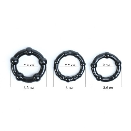 Erection rings, gel silicone, soft, set 3 pcs, black-4