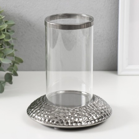 Ceramics candlestick, glass for 1 candle "True" d = 8 cm silver 14.5x14.5x17.5 cm-1