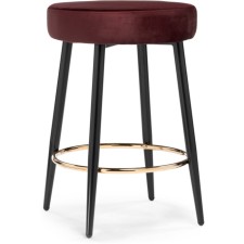 Barrier stool Plato metal/velor, black/burgundy 43x43x65 cm