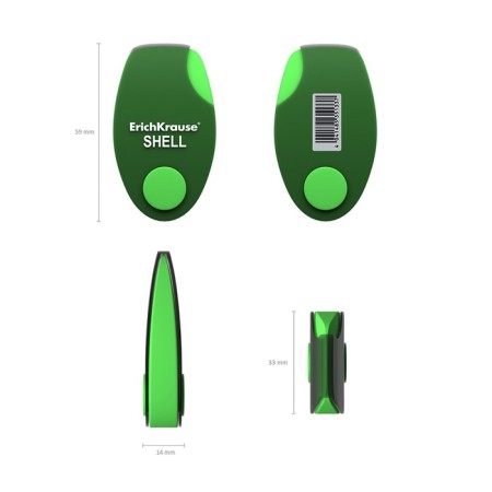 Eraser in the plastic case Erichkrause Shell, soft, hypoallergenic, mix-5