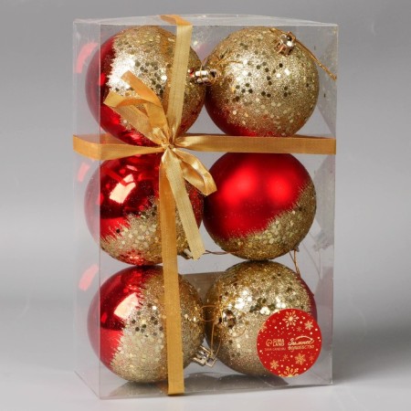 Set of balls plastic D-8 cm, 6 pcs "Magic" red-1