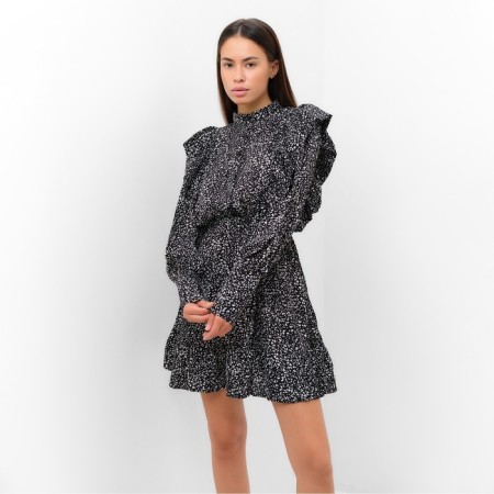 Women's dress with ruffles MIST, size 48, black-3