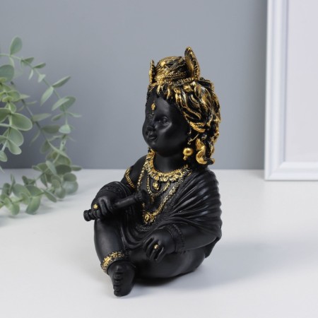 NECSK Polystone "Krishna with flute" 11x11x18.6 cm-3