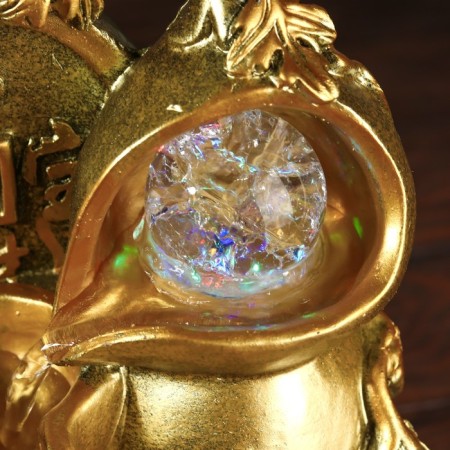 The desktop fountain from the network, backlight "Chinese coin" gold 26x18x17 cm-4