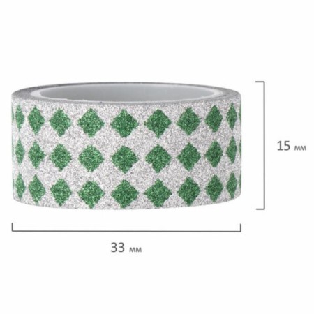 Sticky tape polymer for decor with sparkles "Geometry", 15 mm x 3 m (set 7 pcs)-4