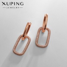 Earrings with rhinestones Xuping lady, white color in pink gold
