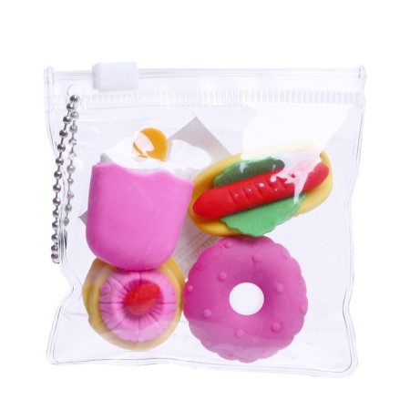 A set of curly erasers "Desserts", 4 pieces, in a package in zip-cholonia, mix (barcode on a piece)-3