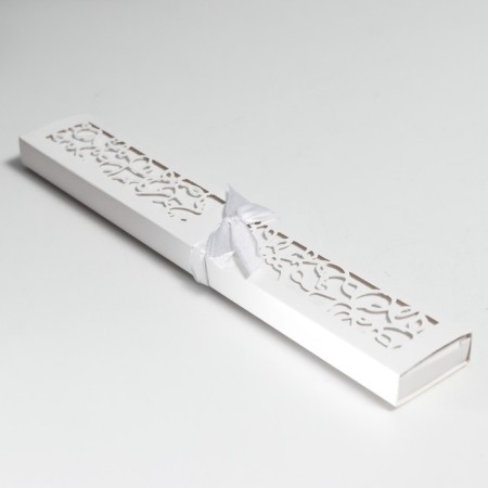 Fan bamboo, textiles h = 21 cm "monocet" in a box, white-8