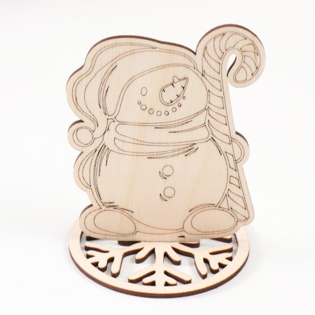Figure on the stand "Snowman with a lollipop" natural 10.5x8.5 cm (set 2 parts)-3