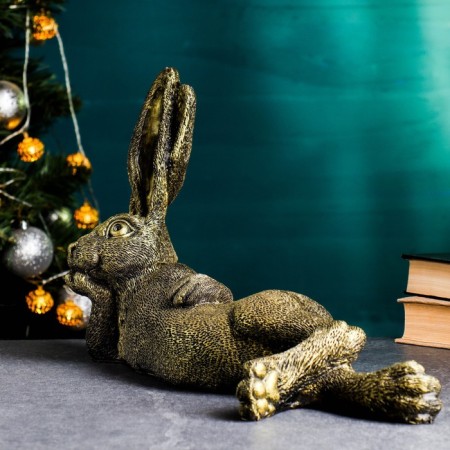The figure "Eared hare lies" 45x28x18cm, gold-3