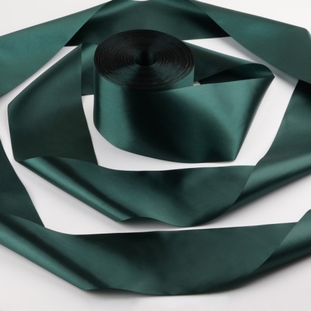 Satin tape, 100 mm × 100 ± 5 m, dark green color